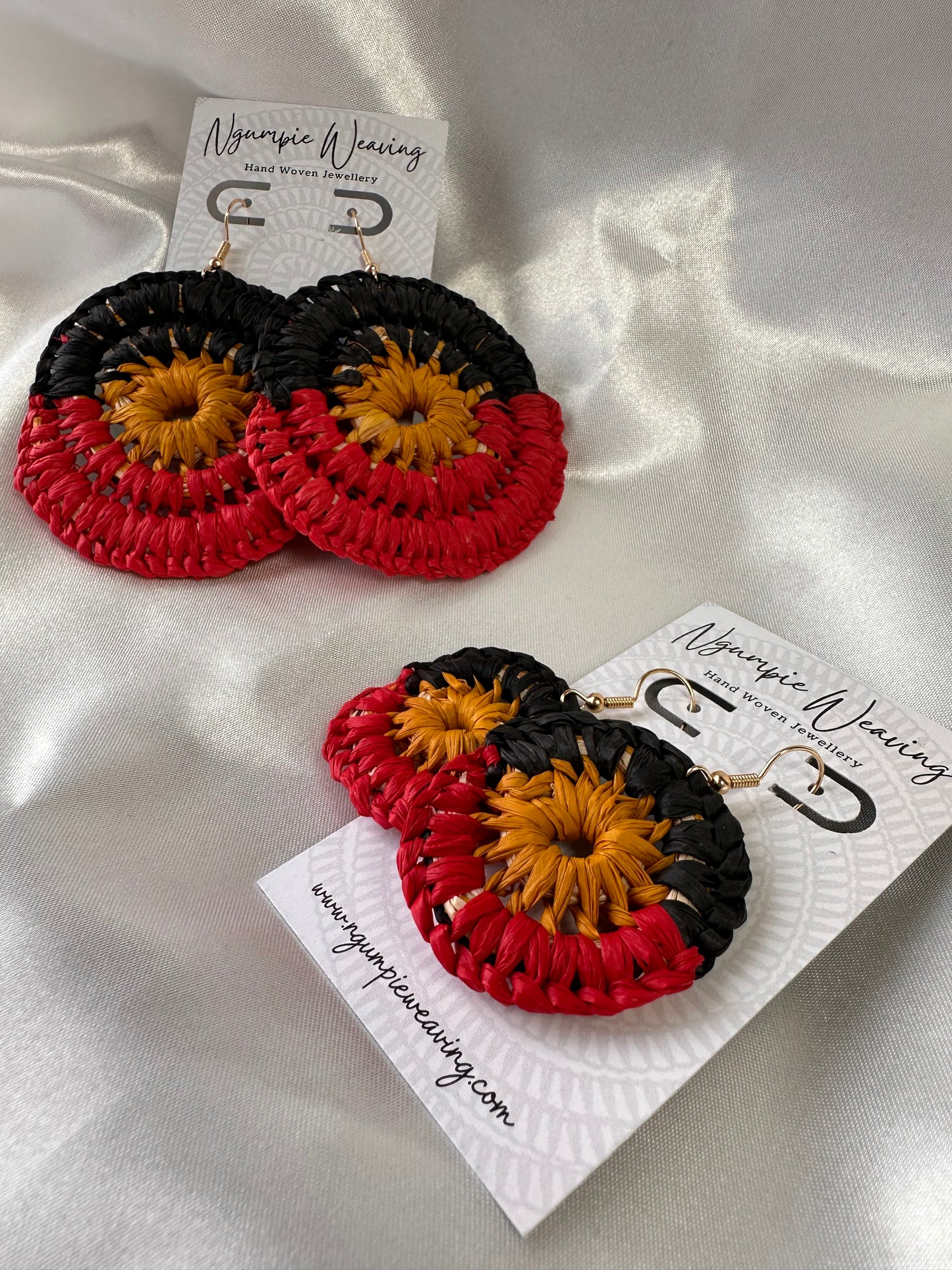 Weaved Aboriginal Flag Earrings