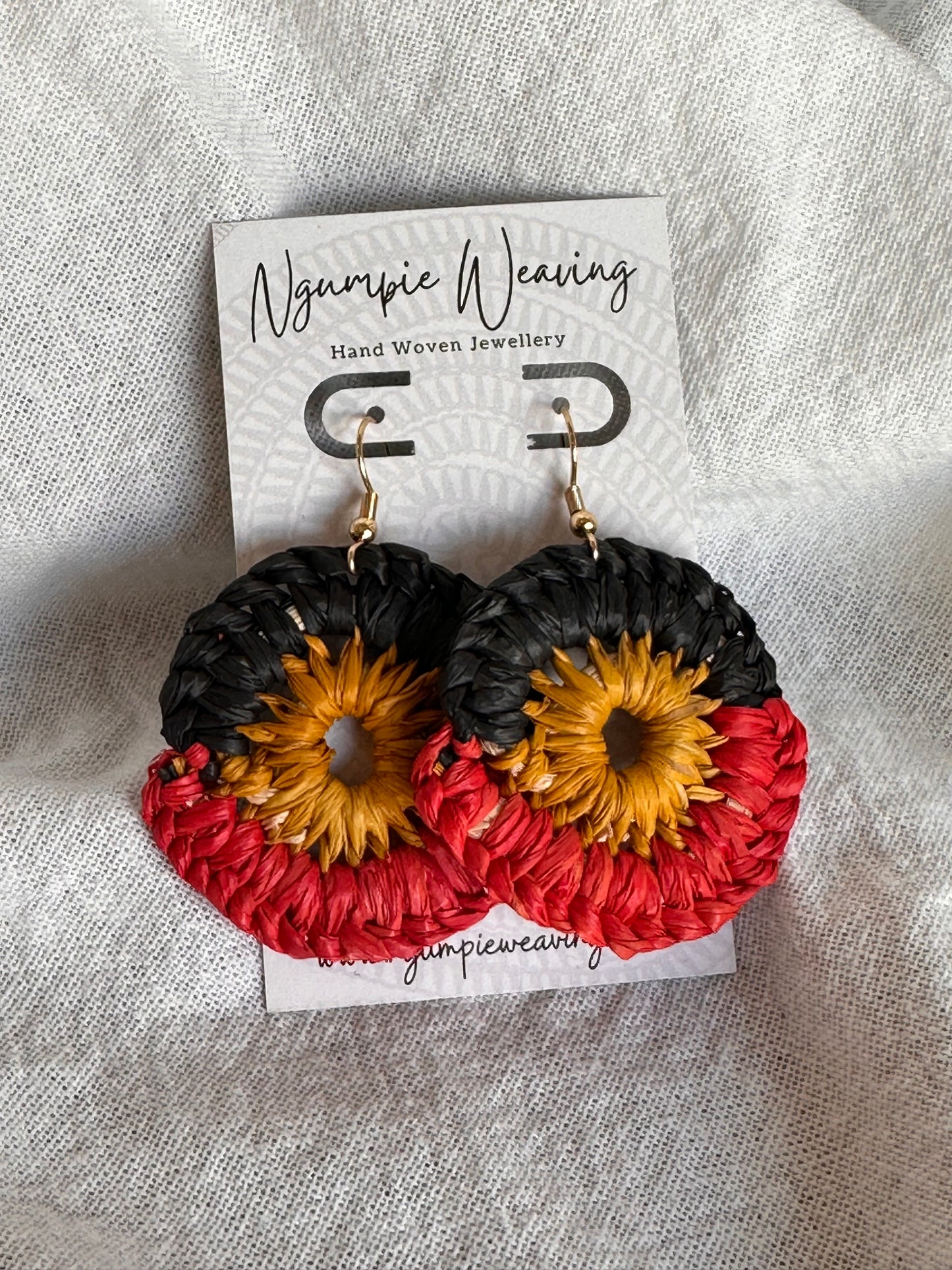 Weaved Aboriginal Flag Earrings PREORDER